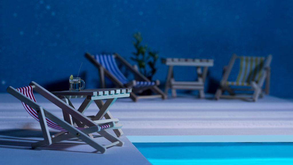 relax aesthetic pool chair and table